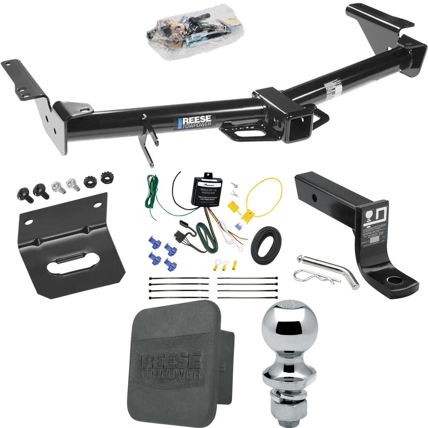 Fits 2003-2009 Lexus GX470 Trailer Hitch Tow PKG w/ 4-Flat Wiring + Ball Mount w/ 4" Drop + 1-7/8" Ball + Wiring Bracket + Hitch Cover By Reese Towpower