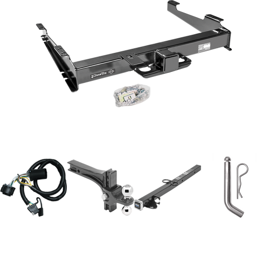 Fits 2000-2006 Chevrolet Suburban 2500 Trailer Hitch Tow PKG w/ 4-Flat Wiring Harness + 2-1/2" to 2" Adapter 24" Length + Adjustable Drop Rise Dual Ball Ball Mount 2" & 2-5/16" Trailer Balls + Pin/Clip (For w/Amber Turn Signals Models) By Draw-Tite