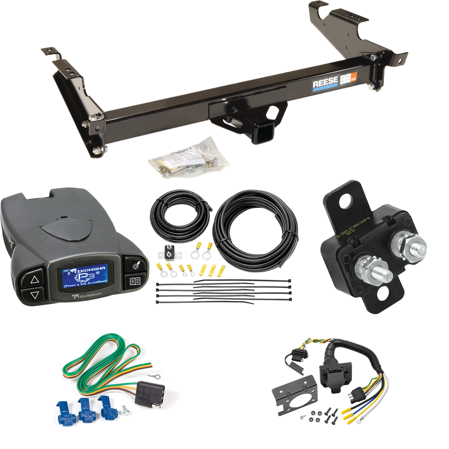 Se adapta al paquete de enganche de remolque GMC G3500 1979-1995 con control de freno Tekonsha Prodigy P3 + cableado RV de 7 vías de Reese Towpower