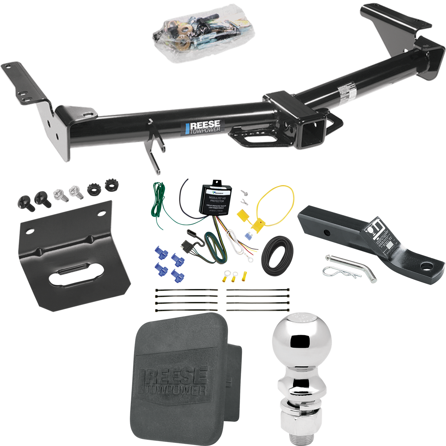 Fits 2003-2009 Lexus GX470 Trailer Hitch Tow PKG w/ 4-Flat Wiring + Ball Mount w/ 2" Drop + 2-5/16" Ball + Wiring Bracket + Hitch Cover By Reese Towpower