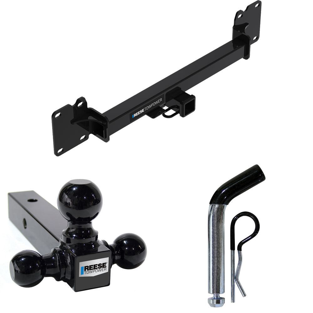 Fits 2018-2022 Land Rover Range Rover Velar Trailer Hitch Tow PKG w/ Triple Ball Ball Mount 1-7/8" & 2" & 2-5/16" Trailer Balls + Pin/Clip By Reese Towpower