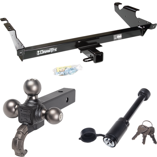 Fits 1996-1996 GMC G3500 Trailer Hitch Tow PKG + Triple Ball Tactical Ball Mount 1-7/8" & 2" & 2-5/16" Balls w/ Tow Hook + Tactical Dogbone Lock (For Vandura & Rally w/Lo-Mount Taillights Models) By Draw-Tite