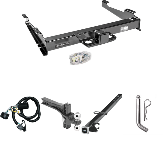 Fits 2000-2006 Chevrolet Suburban 2500 Trailer Hitch Tow PKG w/ 4-Flat Wiring Harness + 2-1/2" to 2" Adapter 41" Length + Adjustable Drop Rise Dual Ball Ball Mount 2" & 2-5/16" Trailer Balls + Pin/Clip (For w/Amber Turn Signals Models) By Draw-Tite