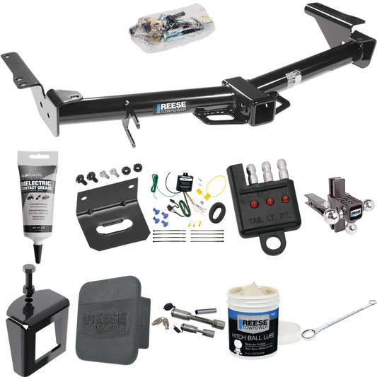 Fits 2003-2009 Lexus GX470 Trailer Hitch Tow PKG w/ 4-Flat Wiring + Adjustable Drop Rise Triple Ball Ball Mount 1-7/8" & 2" & 2-5/16" Trailer Balls + Wiring Bracket + Hitch Cover + Dual Hitch & Coupler Locks + Wiring Tester + Ball Lube + Electric Gre