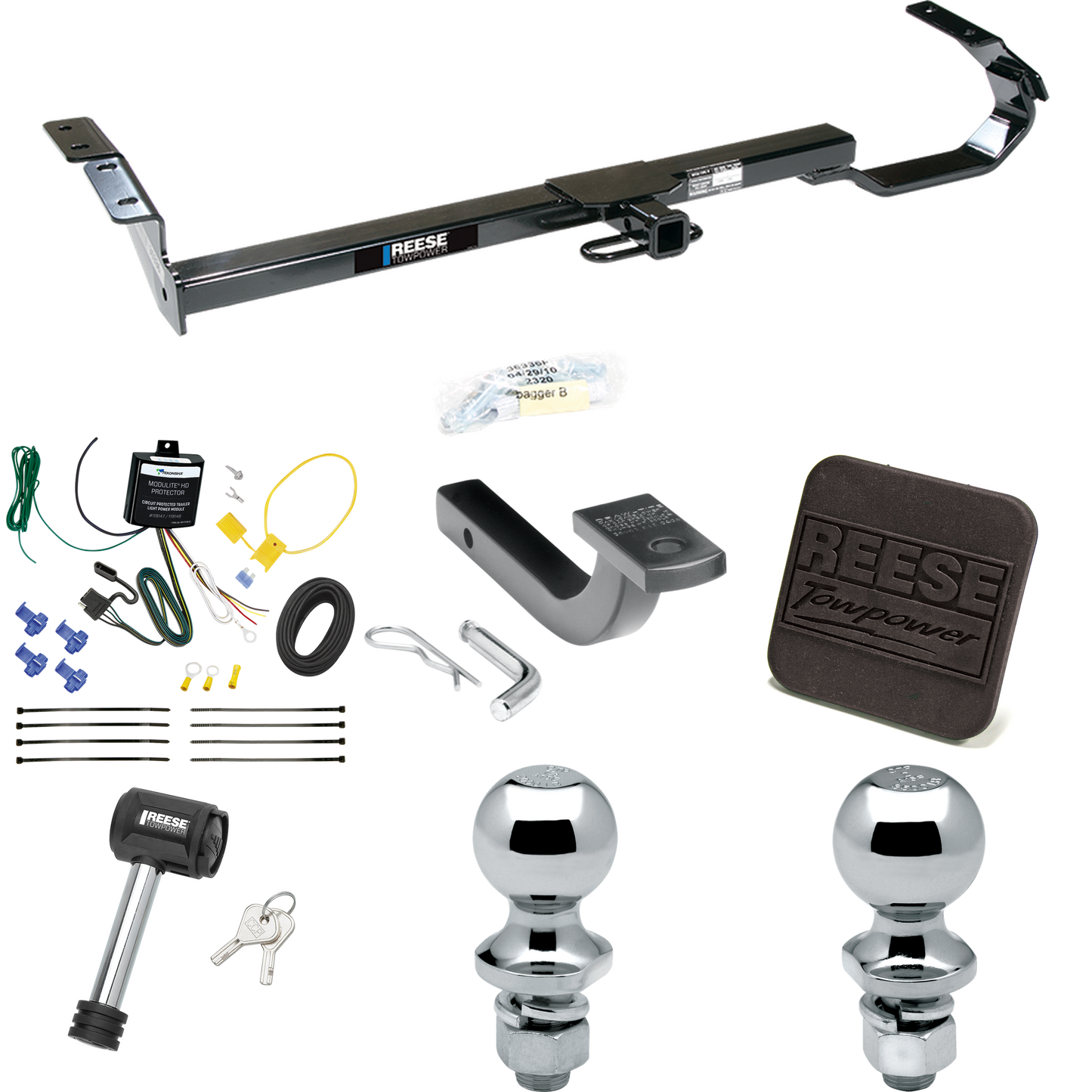 Fits 1997-2003 Lexus ES300 Trailer Hitch Tow PKG w/ 4-Flat Wiring Harness + Draw-Bar + 1-7/8" + 2" Ball + Hitch Cover + Hitch Lock By Reese Towpower