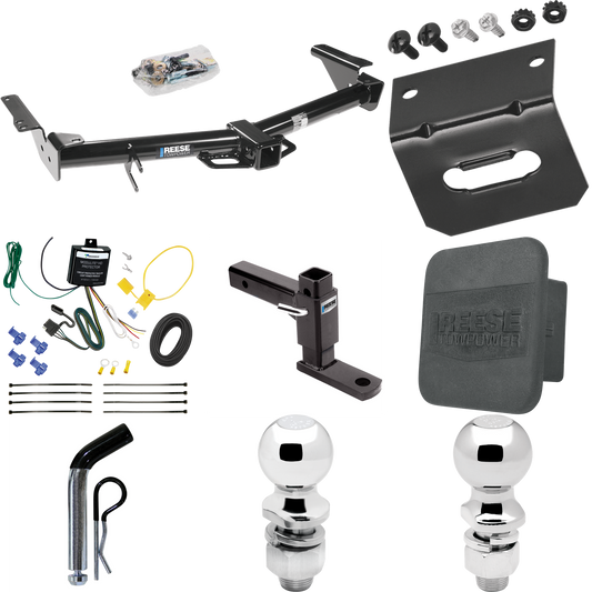 Fits 2003-2009 Lexus GX470 Trailer Hitch Tow PKG w/ 4-Flat Wiring + Adjustable Drop Rise Ball Mount + Pin/Clip + 2" Ball + 2-5/16" Ball + Wiring Bracket + Hitch Cover By Reese Towpower