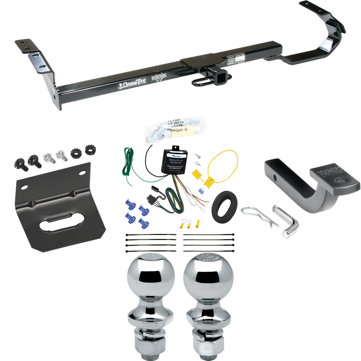 Se adapta al paquete de enganche de remolque Lexus ES300 1997-2003 con arnés de cableado de 4 planos + barra de tracción + bola de 1-7/8" + 2" + soporte de cableado de Draw-Tite