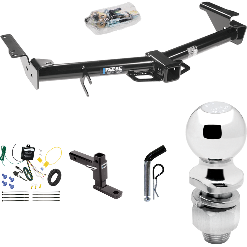 Fits 2007-2009 Toyota 4Runner Trailer Hitch Tow PKG w/ 4-Flat Wiring + Adjustable Drop Rise Ball Mount + Pin/Clip + 2" Ball By Reese Towpower