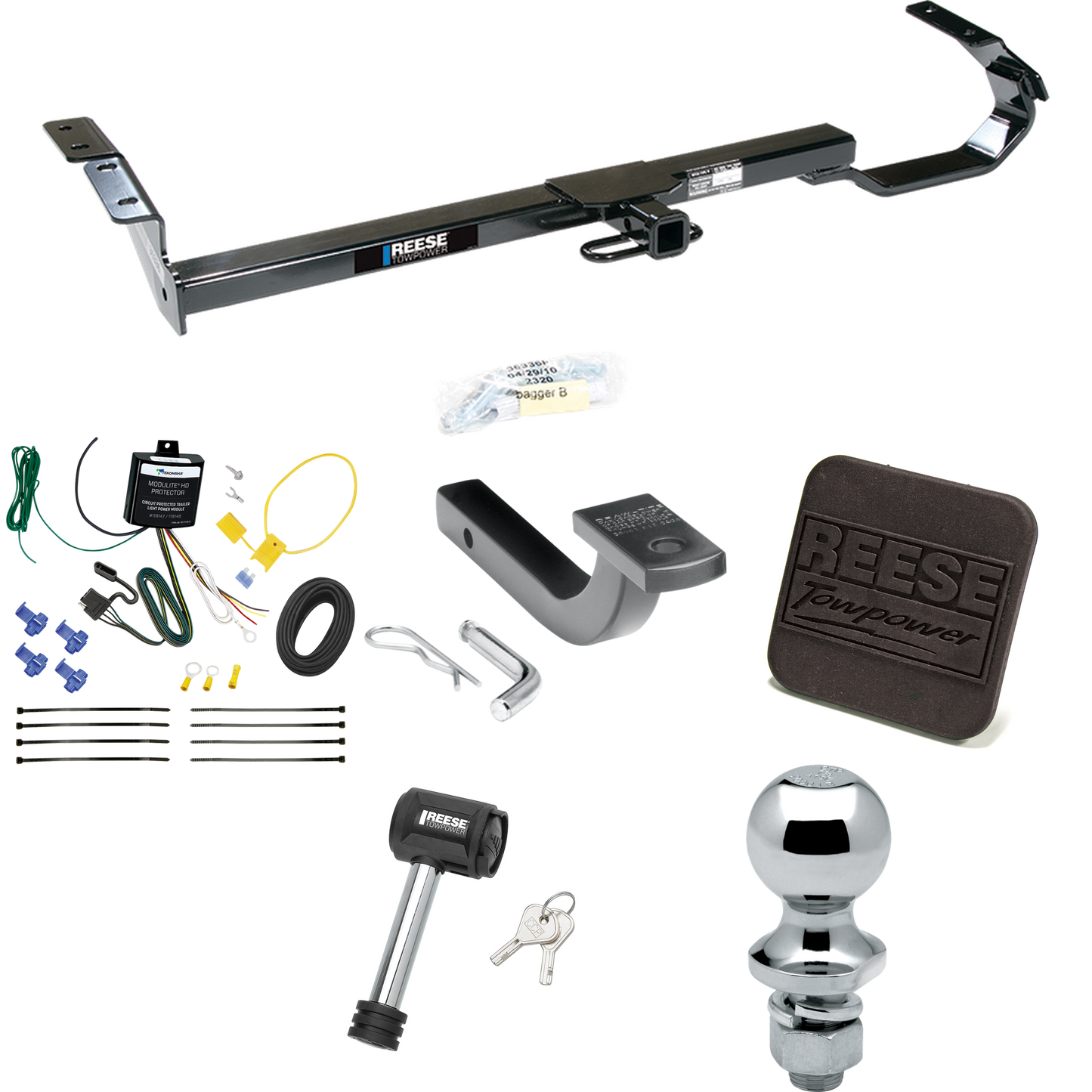 Se adapta al paquete de enganche de remolque Lexus ES330 2004-2006 con arnés de cableado de 4 planos + barra de tracción + bola de 1-7/8" + cubierta de enganche + bloqueo de enganche de Reese Towpower