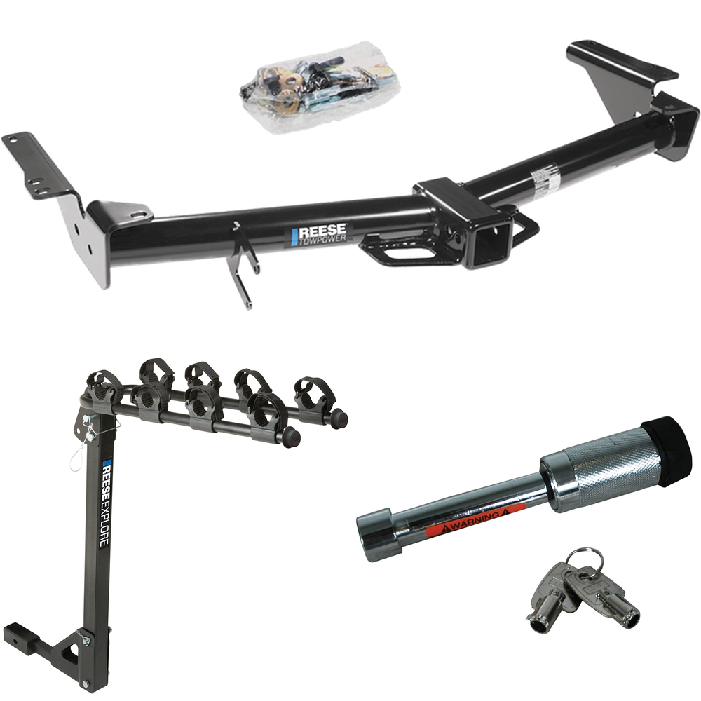 Se adapta al paquete de enganche de remolque Toyota 4Runner 2003-2009 con portabicicletas para 4 bicicletas + bloqueo de enganche de Reese Towpower