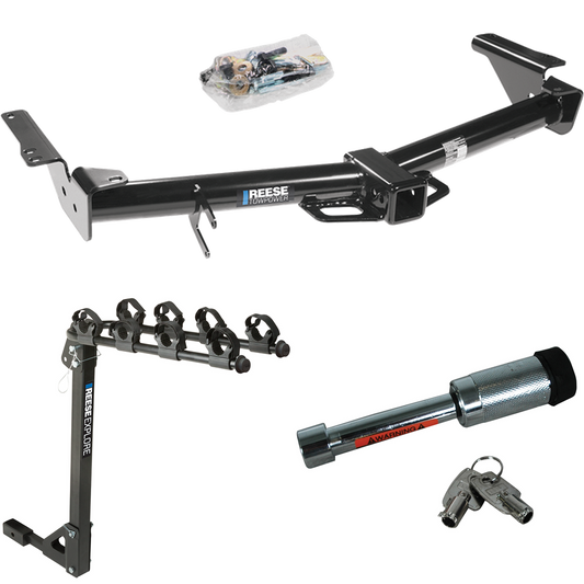 Se adapta al paquete de enganche de remolque Toyota 4Runner 2003-2009 con portabicicletas para 4 bicicletas + bloqueo de enganche de Reese Towpower