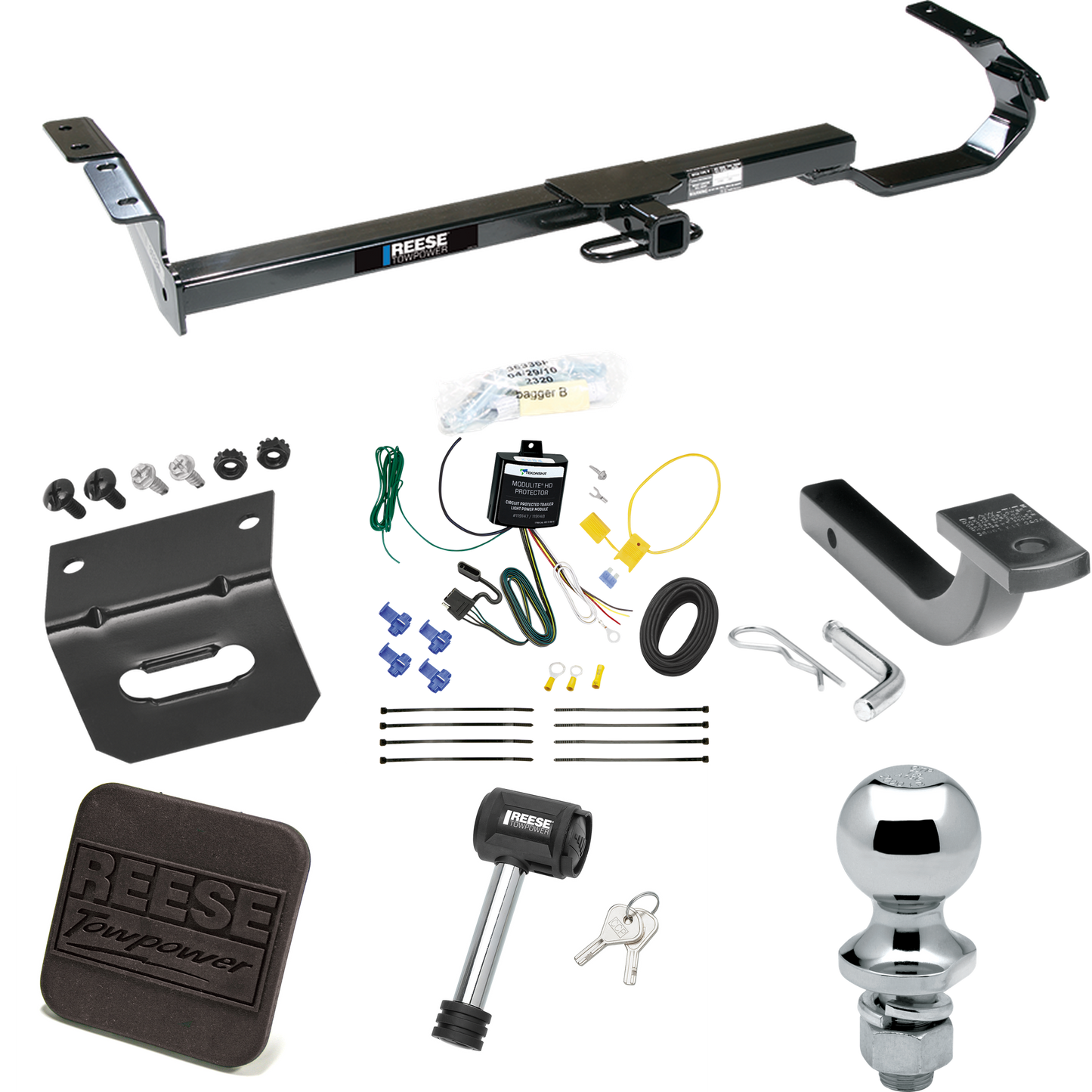 Se adapta al paquete de remolque con enganche para remolque Lexus ES330 2004-2006 con arnés de cableado de 4 planos + barra de tracción + bola de 1-7/8" + soporte de cableado + cubierta de enganche + bloqueo de enganche de Reese Towpower