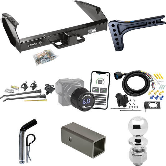 Fits 1980-1986 Ford F-350 Trailer Hitch Tow PKG w/ 15K Trunnion Bar Weight Distribution Hitch + Pin/Clip + 2-5/16" Ball + Tekonsha Prodigy iD Bluetooth Wireless Brake Control + 7-Way RV Wiring (Excludes: w/Custom Fascia Models) By Draw-Tite