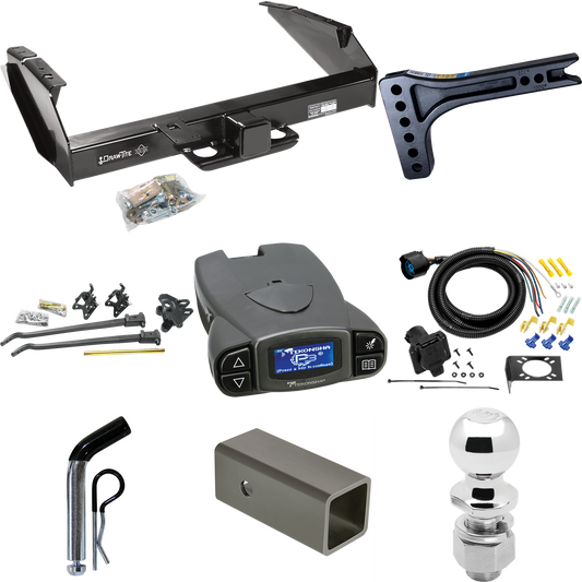 Fits 1980-1986 Ford F-250 Trailer Hitch Tow PKG w/ 15K Trunnion Bar Weight Distribution Hitch + Pin/Clip + 2-5/16" Ball + Tekonsha Prodigy P3 Brake Control + 7-Way RV Wiring (Excludes: w/Custom Fascia Models) By Draw-Tite