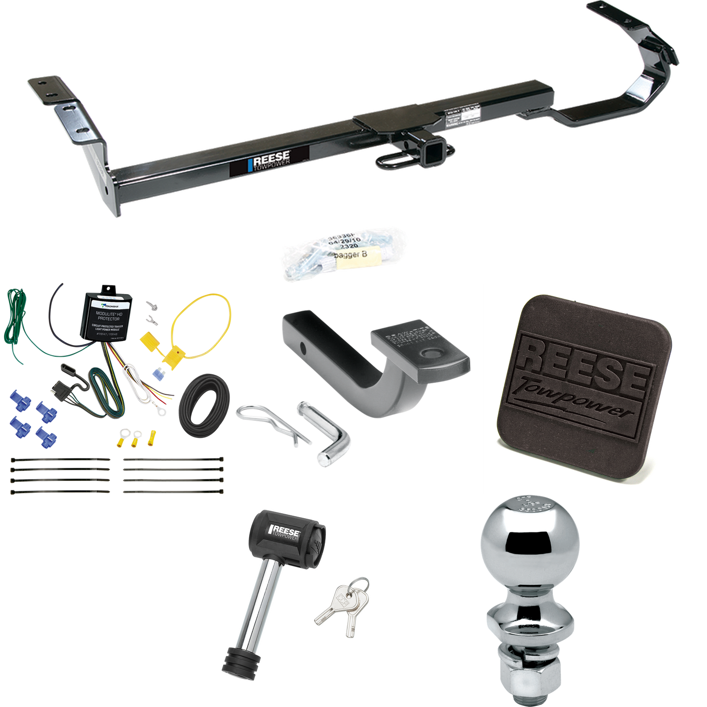 Fits 2004-2006 Lexus ES330 Trailer Hitch Tow PKG w/ 4-Flat Wiring Harness + Draw-Bar + 2" Ball + Hitch Cover + Hitch Lock By Reese Towpower