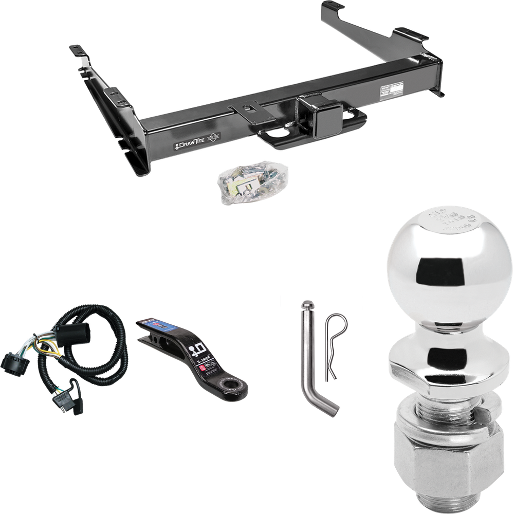 Fits 2000-2006 GMC Yukon XL 2500 Trailer Hitch Tow PKG w/ 4-Flat Wiring Harness + Ball Mount w/ 3" Drop + Pin/Clip + 2-5/16" Ball By Draw-Tite