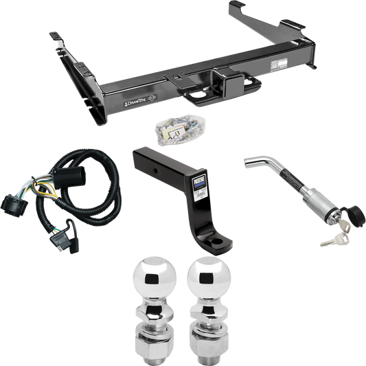 Fits 2000-2006 GMC Yukon XL 2500 Trailer Hitch Tow PKG w/ 4-Flat Wiring Harness + Ball Mount w/ 7-3/4" Drop + Hitch Lock + 2" Ball + 2-5/16" Ball By Draw-Tite