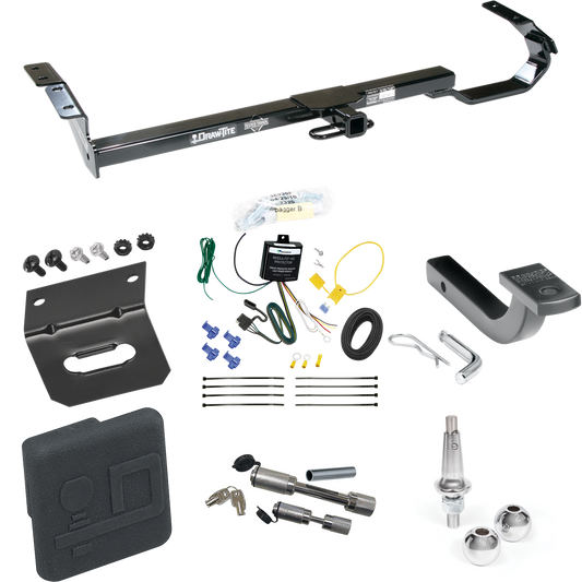 Fits 2004-2006 Lexus ES330 Trailer Hitch Tow PKG w/ 4-Flat Wiring Harness + Draw-Bar + Interchangeable 1-7/8" & 2" Balls + Wiring Bracket + Hitch Cover + Dual Hitch & Coupler Locks By Draw-Tite