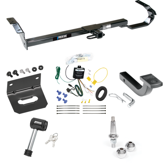 Fits 1992-1996 Toyota Camry Trailer Hitch Tow PKG w/ 4-Flat Wiring Harness + Draw-Bar + Interchangeable 1-7/8" & 2" Balls + Wiring Bracket + Hitch Lock By Reese Towpower