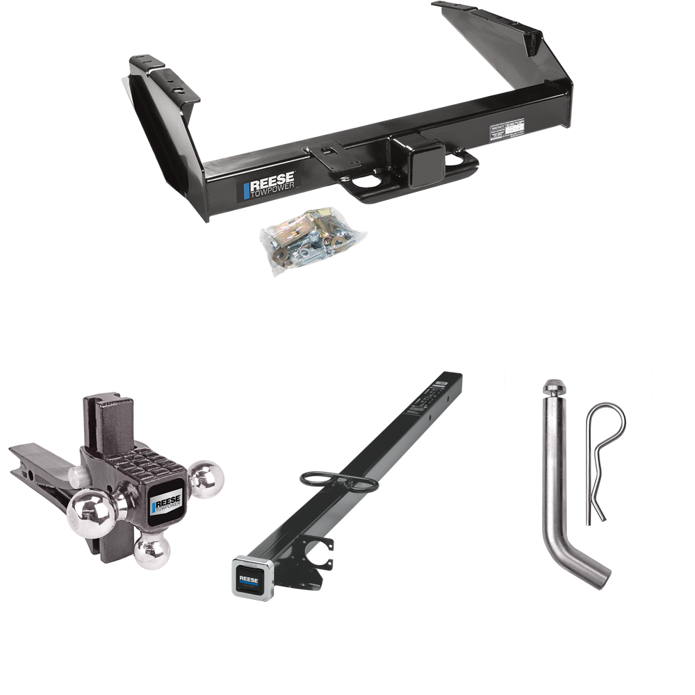 Fits 1997-1997 Ford F-350 Trailer Hitch Tow PKG w/ 2-1/2" to 2" Adapter 41" Length + Adjustable Drop Rise Triple Ball Ball Mount 1-7/8" & 2" & 2-5/16" Trailer Balls + Pin/Clip (For Heavy Duty Models) By Reese Towpower