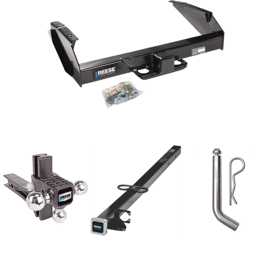 Fits 1997-1997 Ford F-350 Trailer Hitch Tow PKG w/ 2-1/2" to 2" Adapter 41" Length + Adjustable Drop Rise Triple Ball Ball Mount 1-7/8" & 2" & 2-5/16" Trailer Balls + Pin/Clip (For Heavy Duty Models) By Reese Towpower