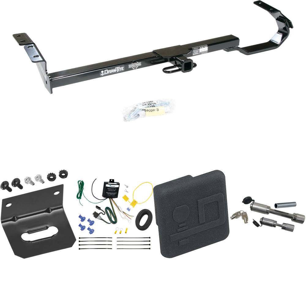 Fits 1997-2003 Lexus ES300 Trailer Hitch Tow PKG w/ 4-Flat Wiring Harness + Hitch Cover + Dual Hitch & Coupler Locks By Draw-Tite