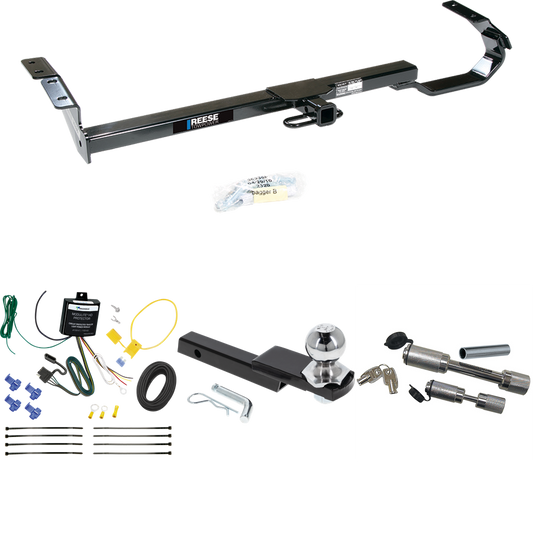 Fits 2004-2006 Lexus ES330 Trailer Hitch Tow PKG w/ 4-Flat Wiring Harness + Interlock Starter Kit w/ 2" Ball 1-1/4" Drop 3/4" Rise + Dual Hitch & Coupler Locks By Reese Towpower