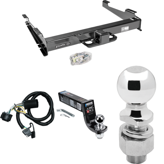 Fits 2000-2006 GMC Yukon XL 2500 Trailer Hitch Tow PKG w/ 4-Flat Wiring Harness + Interlock Ball Mount Starter Kit 5" Drop w/ 2" Ball + 2-5/16" Ball By Draw-Tite