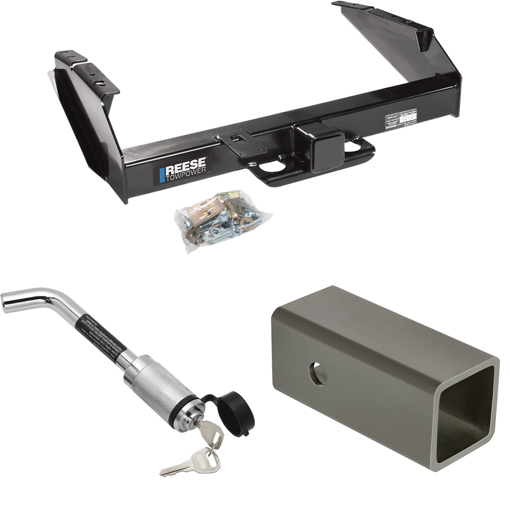 Fits 1997-1997 Ford F-350 Trailer Hitch Tow PKG w/ 2-1/2" to 2" Adapter 6" Length + Hitch Lock (For Heavy Duty Models) By Reese Towpower