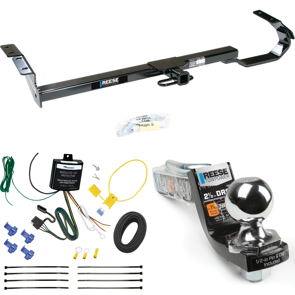 Fits 2004-2006 Lexus ES330 Trailer Hitch Tow PKG w/ 4-Flat Wiring Harness + Interlock Starter Kit w/ 2" Ball 2-1/2" Drop 2" Rise By Reese Towpower