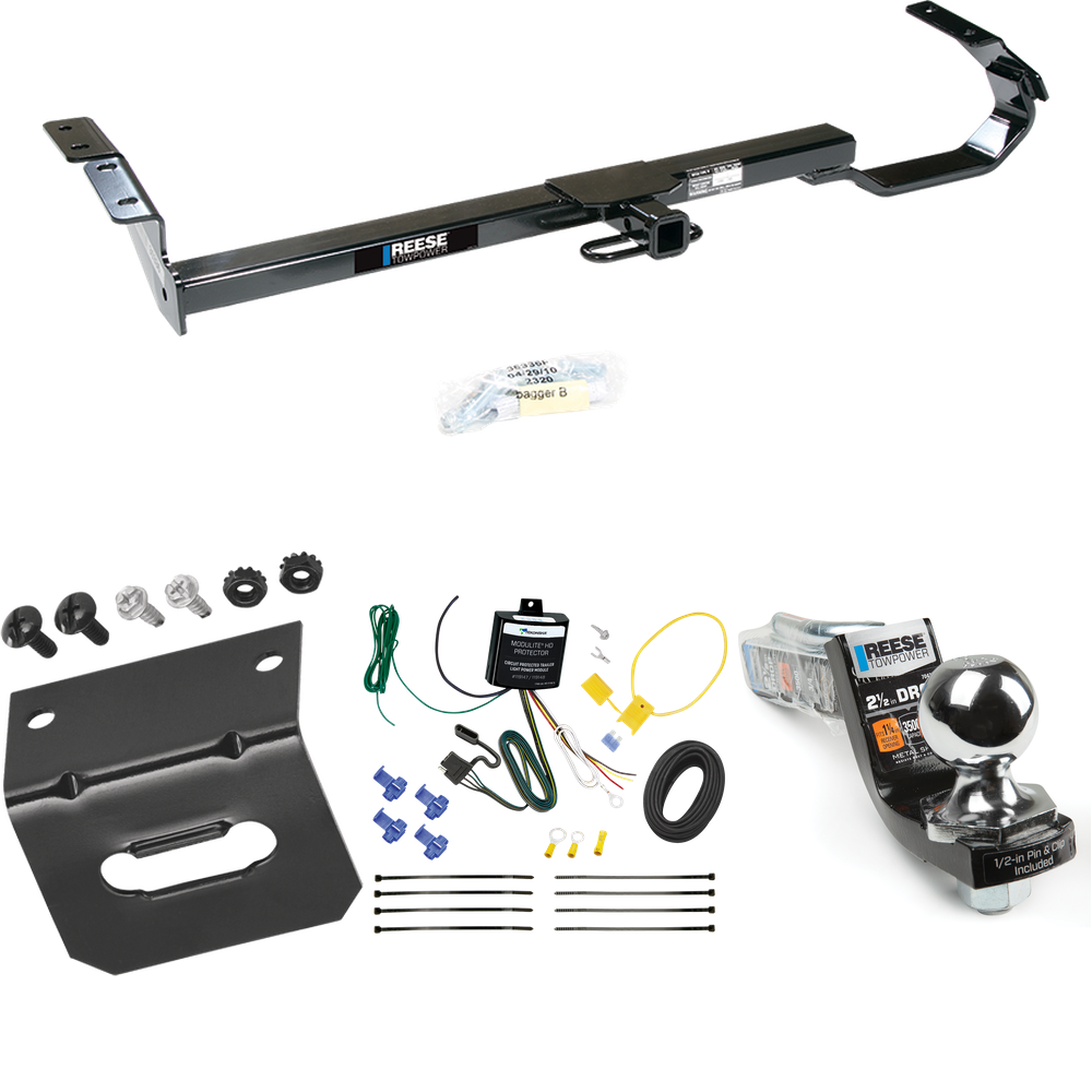 Se adapta al paquete de enganche de remolque Lexus ES300 1997-2003 con arnés de cableado de 4 planos + kit de inicio de enclavamiento con bola de 2", caída de 2-1/2", elevación de 2" + soporte de cableado de Reese Towpower