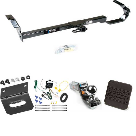 Fits 1997-2003 Lexus ES300 Trailer Hitch Tow PKG w/ 4-Flat Wiring Harness + Interlock Starter Kit w/ 2" Ball 2-1/2" Drop 2" Rise + Wiring Bracket + Hitch Cover By Reese Towpower