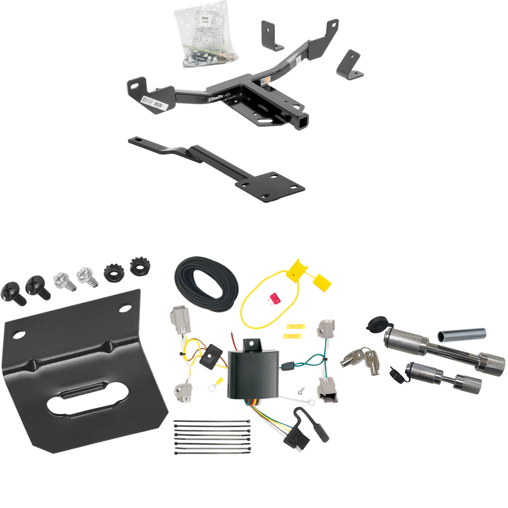 Fits 2014-2020 Chevrolet Impala Trailer Hitch Tow PKG w/ 4-Flat Wiring Harness + Wiring Bracket + Dual Hitch & Coupler Locks (Excludes: Impala Limited Models) By Draw-Tite