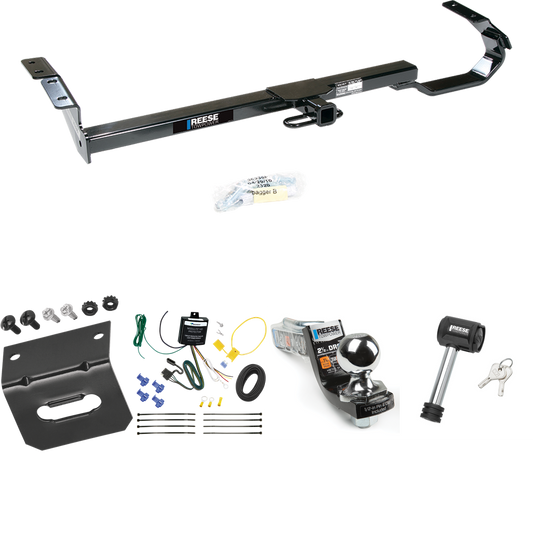 Fits 2004-2006 Lexus ES330 Trailer Hitch Tow PKG w/ 4-Flat Wiring Harness + Interlock Starter Kit w/ 2" Ball 2-1/2" Drop 2" Rise + Wiring Bracket + Hitch Lock By Reese Towpower