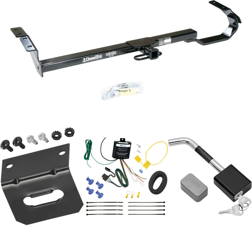 Fits 1997-2003 Lexus ES300 Trailer Hitch Tow PKG w/ 4-Flat Wiring Harness + Wiring Bracket + Hitch Lock By Draw-Tite