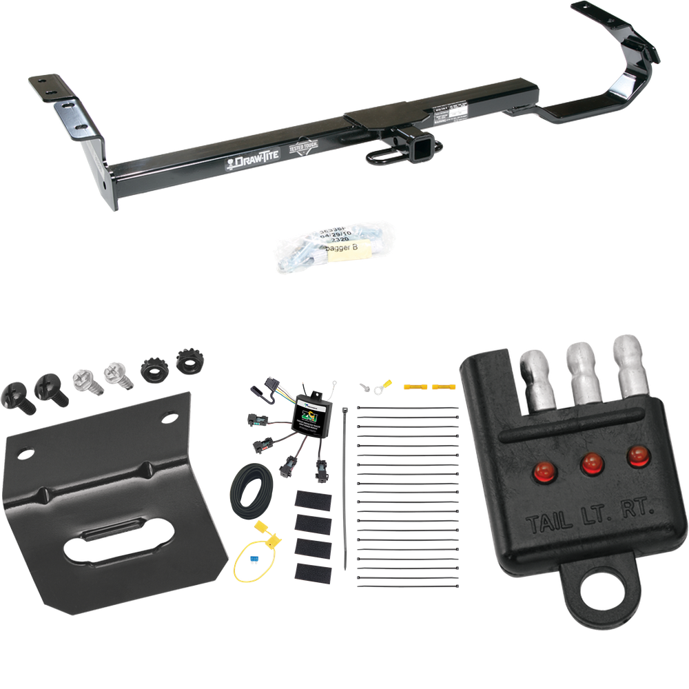 Fits 1997-2003 Lexus ES300 Trailer Hitch Tow PKG w/ 4-Flat Zero Contact "No Splice" Wiring Harness + Bracket + Tester By Draw-Tite