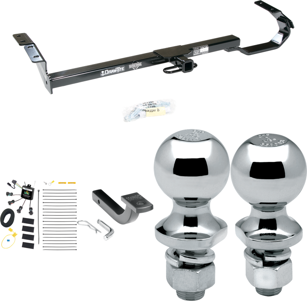 Se adapta al paquete de enganche de remolque Toyota Camry 1992-1996 con arnés de cableado de 4 contactos planos "sin empalme" + barra de tracción + bola de 1-7/8" + 2" de Draw-Tite