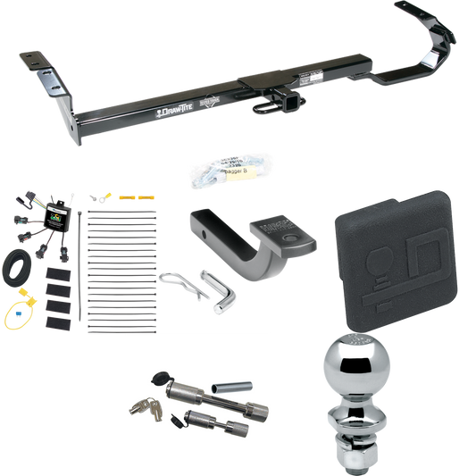Fits 2004-2006 Lexus ES330 Trailer Hitch Tow PKG w/ 4-Flat Zero Contact "No Splice" Wiring Harness + Draw-Bar + 2" Ball + Hitch Cover + Dual Hitch & Coupler Locks By Draw-Tite