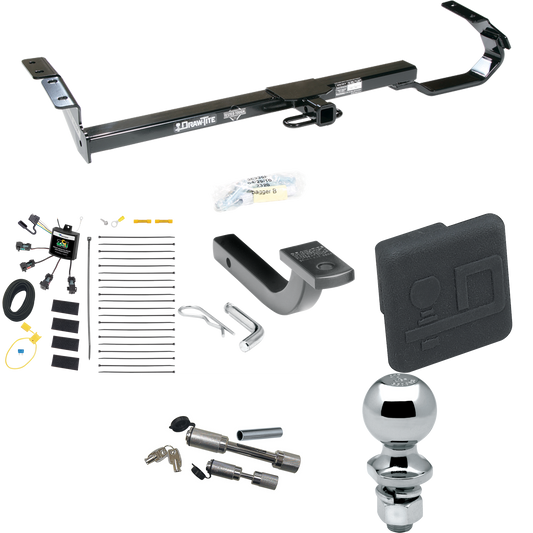 Fits 1997-2003 Lexus ES300 Trailer Hitch Tow PKG w/ 4-Flat Zero Contact "No Splice" Wiring Harness + Draw-Bar + 2" Ball + Hitch Cover + Dual Hitch & Coupler Locks By Draw-Tite