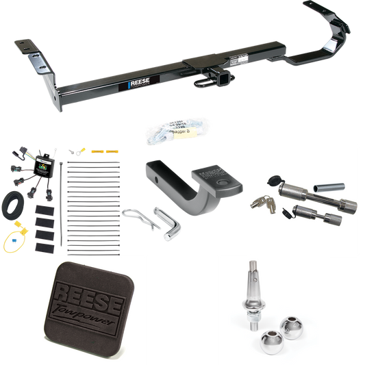 Fits 1997-2003 Lexus ES300 Trailer Hitch Tow PKG w/ 4-Flat Zero Contact "No Splice" Wiring Harness + Draw-Bar + Interchangeable 1-7/8" & 2" Balls + Hitch Cover + Dual Hitch & Coupler Locks By Reese Towpower