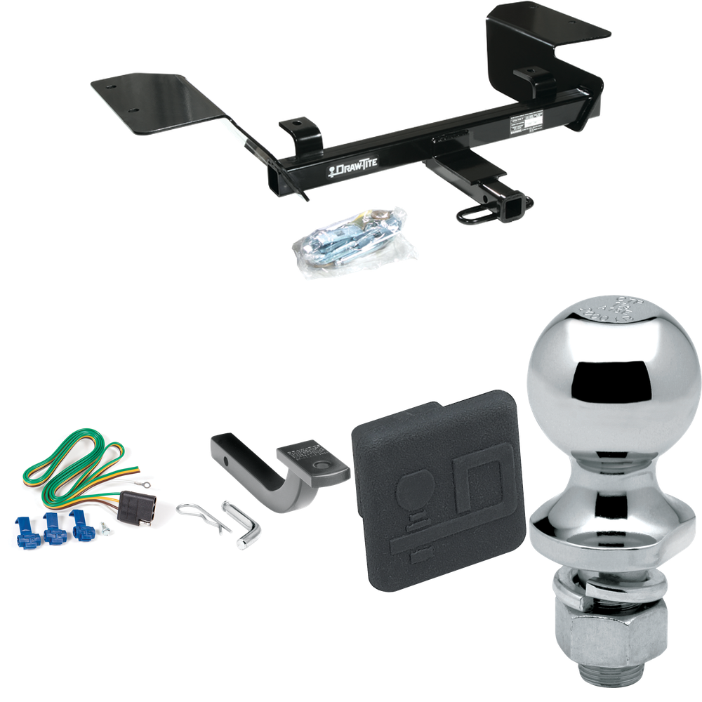 Se adapta al paquete de enganche de remolque Chevrolet Impala 2000-2005 con arnés de cableado de 4 planos + barra de tracción + bola de 1-7/8" + cubierta de enganche de Draw-Tite