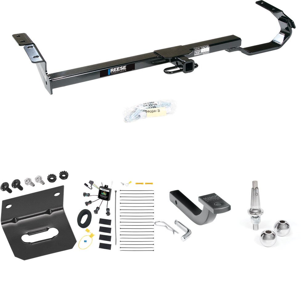 Fits 2004-2006 Lexus ES330 Trailer Hitch Tow PKG w/ 4-Flat Zero Contact "No Splice" Wiring Harness + Draw-Bar + Interchangeable 1-7/8" & 2" Balls + Wiring Bracket By Reese Towpower