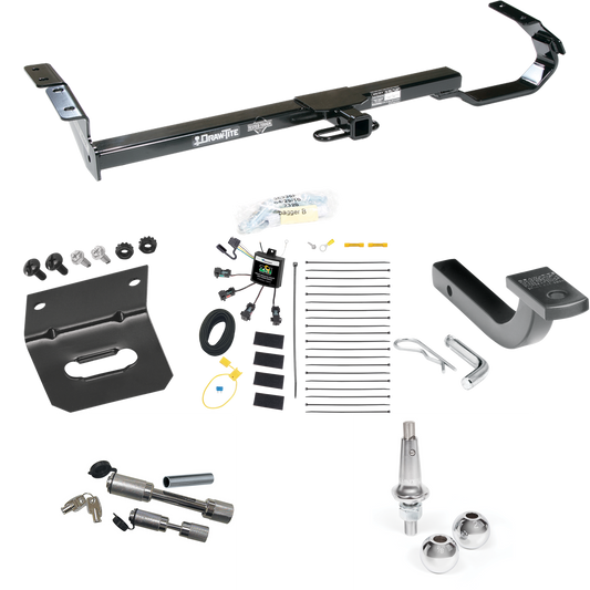 Fits 1997-2003 Lexus ES300 Trailer Hitch Tow PKG w/ 4-Flat Zero Contact "No Splice" Wiring Harness + Draw-Bar + Interchangeable 1-7/8" & 2" Balls + Wiring Bracket + Dual Hitch & Coupler Locks By Draw-Tite