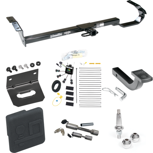 Fits 2004-2006 Lexus ES330 Trailer Hitch Tow PKG w/ 4-Flat Zero Contact "No Splice" Wiring Harness + Draw-Bar + Interchangeable 1-7/8" & 2" Balls + Wiring Bracket + Hitch Cover + Dual Hitch & Coupler Locks By Draw-Tite