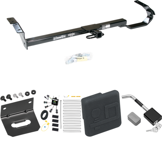 Fits 2004-2006 Lexus ES330 Trailer Hitch Tow PKG w/ 4-Flat Zero Contact "No Splice" Wiring Harness + Hitch Cover + Hitch Lock By Draw-Tite