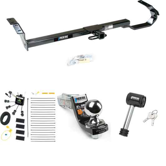 Fits 1997-2003 Lexus ES300 Trailer Hitch Tow PKG w/ 4-Flat Zero Contact "No Splice" Wiring Harness + Interlock Starter Kit w/ 2" Ball 2-1/2" Drop 2" Rise + Hitch Lock By Reese Towpower