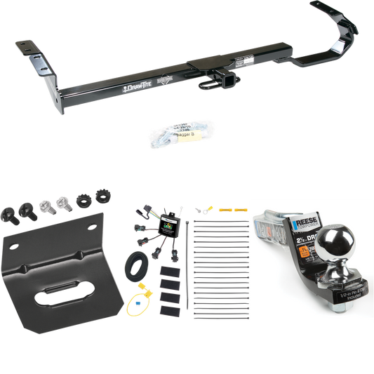 Fits 1997-2003 Lexus ES300 Trailer Hitch Tow PKG w/ 4-Flat Zero Contact "No Splice" Wiring Harness + Interlock Starter Kit w/ 2" Ball 2-1/2" Drop 2" Rise + Wiring Bracket By Draw-Tite