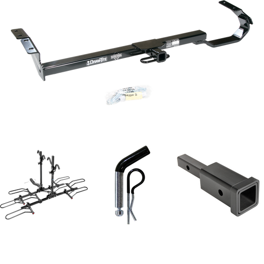 Fits 1995-1999 Toyota Avalon Trailer Hitch Tow PKG w/ Hitch Adapter 1-1/4" to 2" Receiver + 1/2" Pin & Clip + 4 Bike Carrier Platform Rack By Draw-Tite