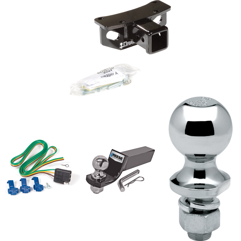 Se adapta al paquete de enganche de remolque Lexus GX460 2010-2021 con cableado plano de 4 + kit de montaje de bola de inicio con caída de 2" y bola de 2" + bola de 1-7/8" de Draw-Tite