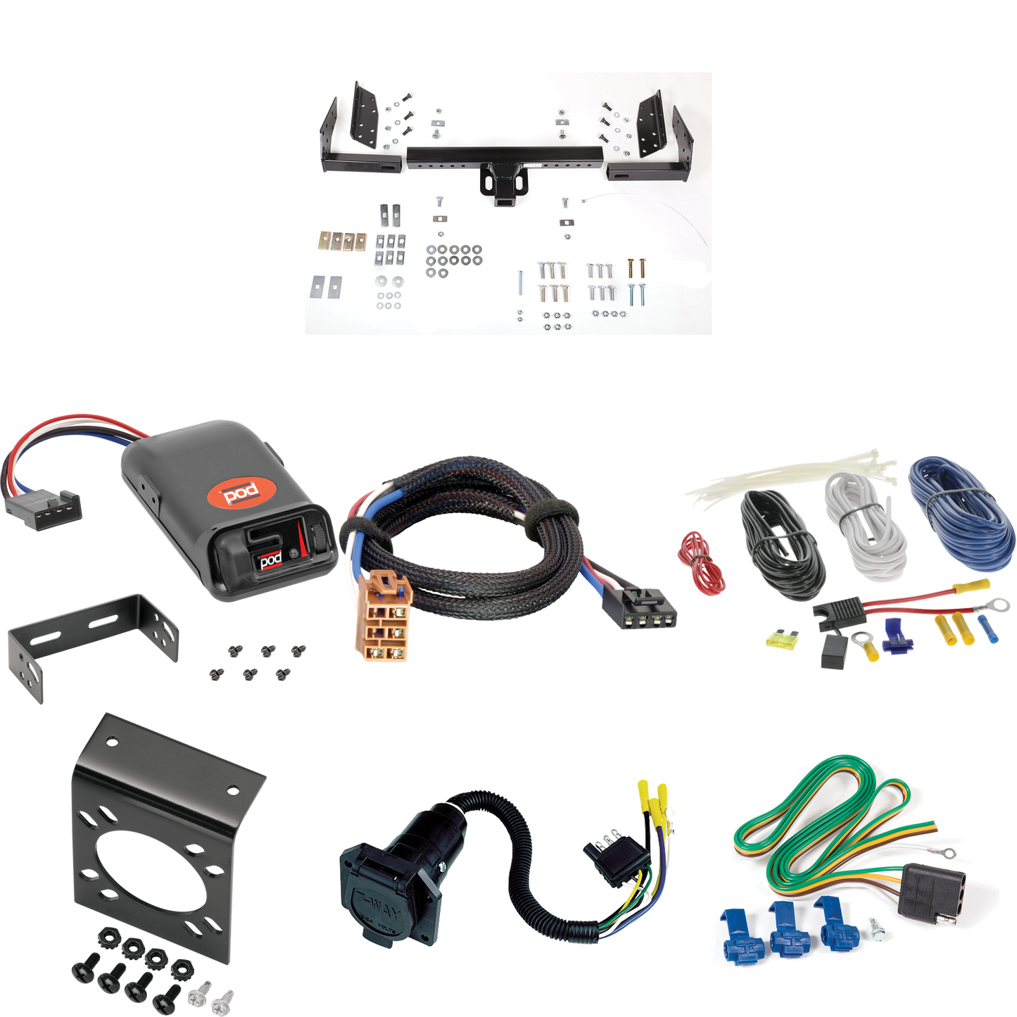 Se adapta al paquete de enganche de remolque Chevrolet Tahoe 2000-2000 con control de freno POD Pro Series + adaptador BC Plug &amp; Play + cableado RV de 7 vías de Reese Towpower